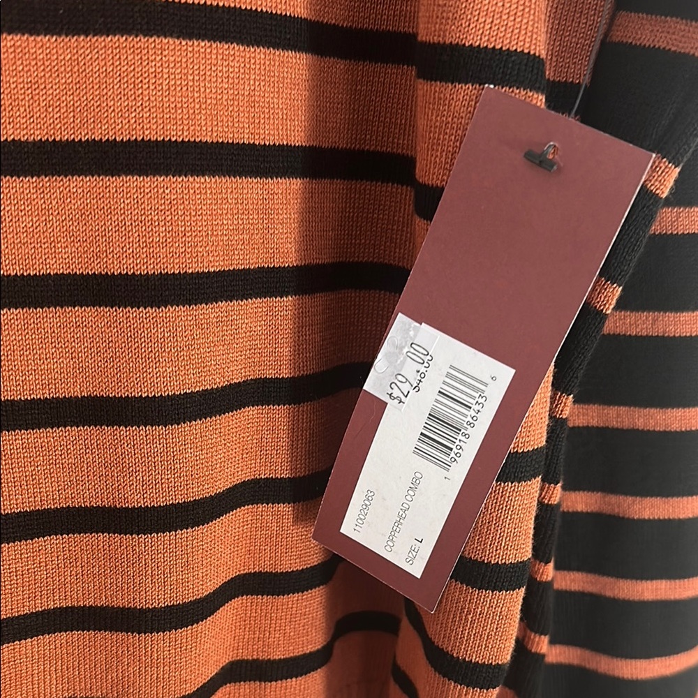 NEW Love Scarlett Rust and Black Striped Cardigan Sweater - Picture 3 of 6